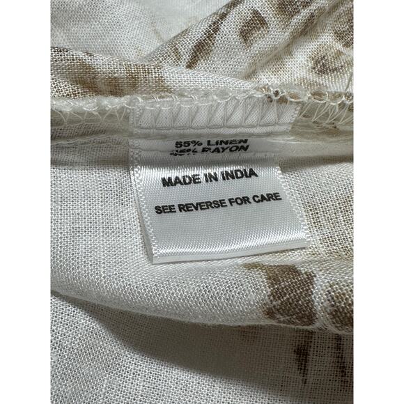 Coral Bay Top Womens 3X Ivory Tan Pineapples Linen Blend Tropical Resort Beach‎ - Picture 7 of 10